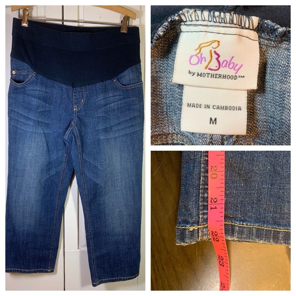 Oh Baby Motherhood Maternity Denim Crop Jeans Medium Basic Everyday Minimalist